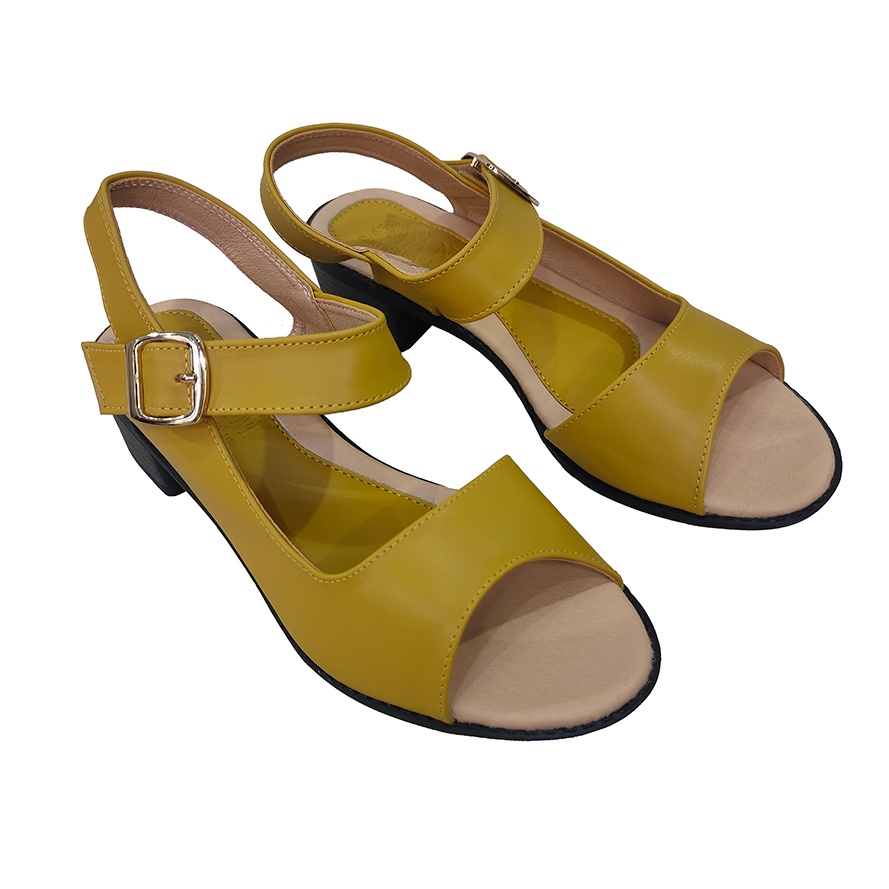 Giày Sandal nữ cao gót 4,5cm HÀ NAM thời trang da bò thật cao cấp DNU2132d