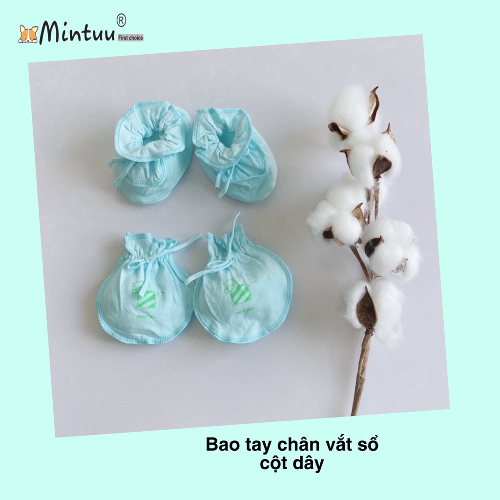 Set 5 bộ bao tay chân sơ sinh cho bé vắt màu, chất liệu vải 100% cotton, thương hiệu MINTUU