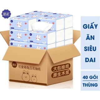 Giấy ăn thỏ trắng siêu dai siêu mịn thùng 40 gói khăn ăn rút hình thỏ