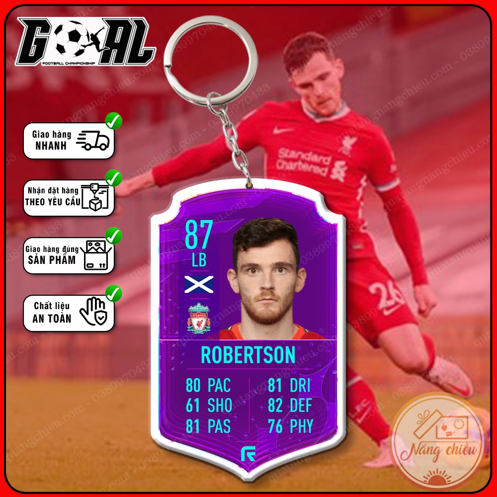 Móc khóa in hình hậu vệ Andrew Robertson - Phụ kiện treo balo bóng đá gaming[8037-8048]