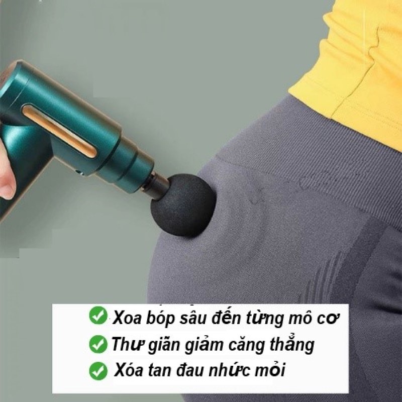 Máy Massage Cầm Tay Mini HAMANI Cao Cấp Đấm Lưng Mát Xa Trị Liệu Cổ Vai Gáy 4 Đầu 6 Chế Độ