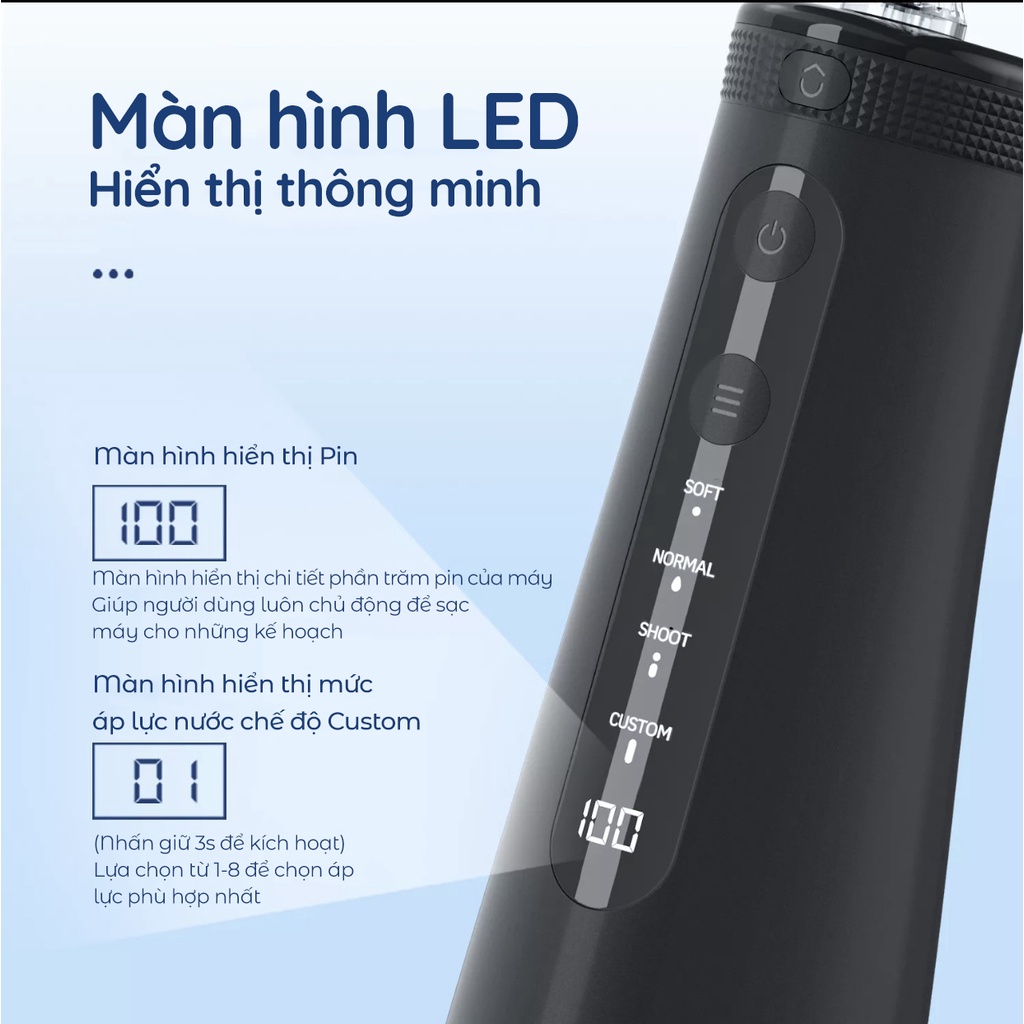 Máy Tăm Nước Mornwell D50BS - Bản Nâng Cấp F32 - Sạc từ chống nước - Bản 2022 Nâng Cấp Bơm Kim Loại