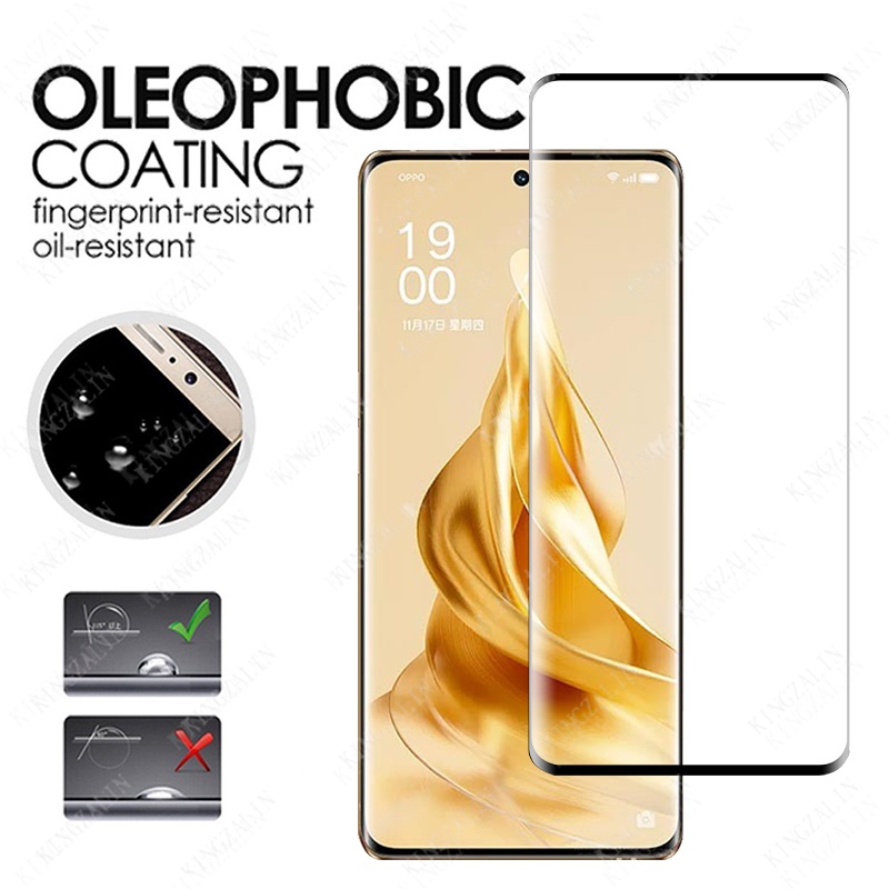 Kính Cường Lực 2 Trong 1 Viền Cong Bảo Vệ Camera Cho Oppo Reno 9 8 Pro Plus 8Pro + 9Pro + 8T 8Z Reno8T Reno8 Reno9 4G 5G
