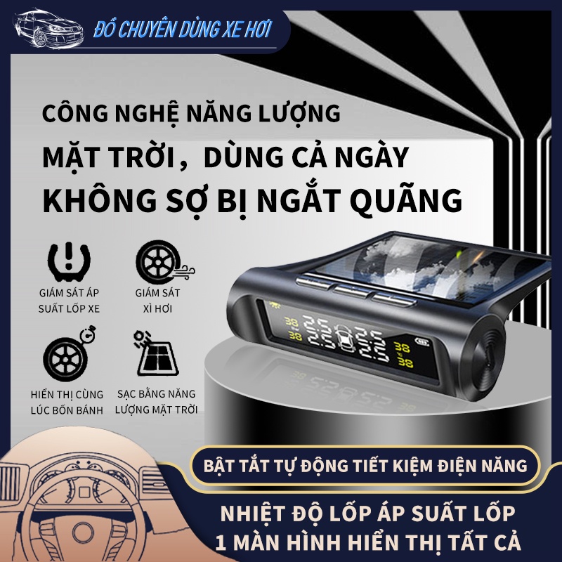 Cảm Biến Áp Suất Lốp Ô Tô,Xe Hơi Gắn Ngoài Cao Cấp,Pin Sạc Năng Lượng Mặt Trời, Màn Hình LCD CZ11