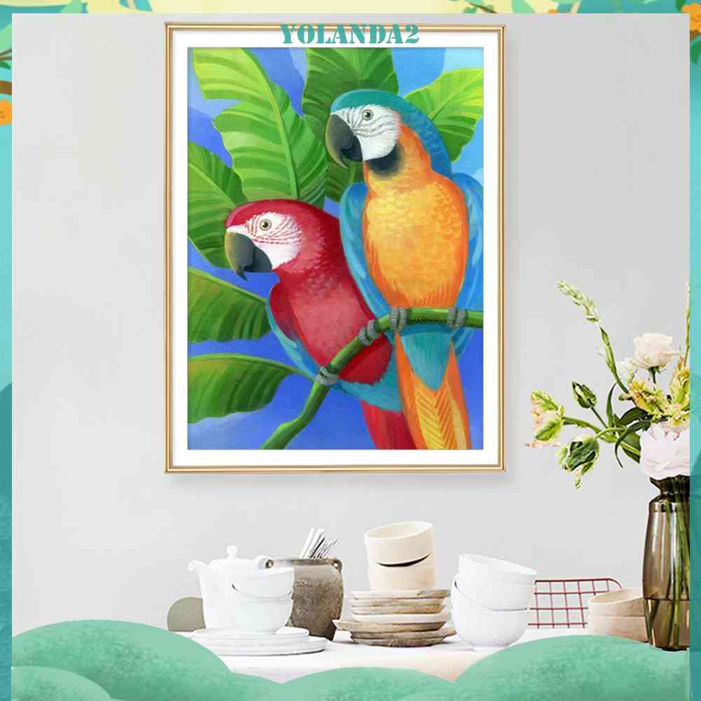 Tranh Đính Đá Kim Cương Toàn Bộ 5D DIY Hình Hai Chú Vẹt