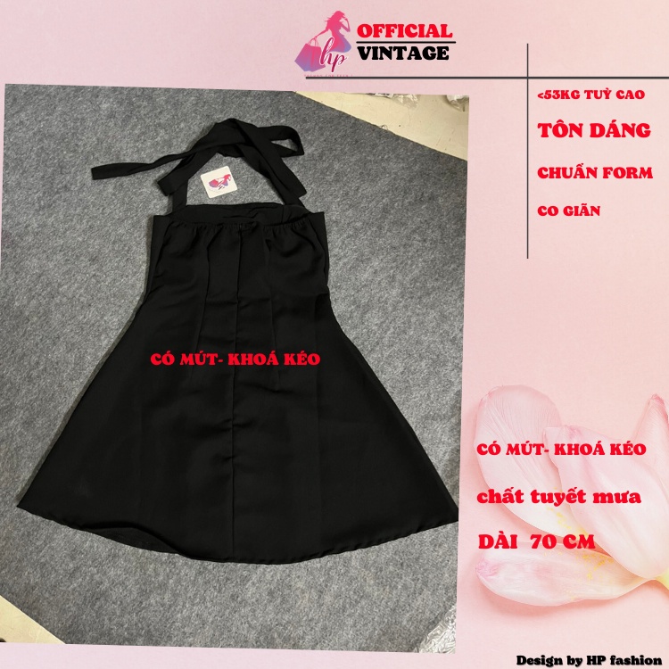 Đầm yếm body dáng xoè có mút, váy chữ A thiết kế màu đen dự tiệc hàn quốc VD845 | BigBuy360 - bigbuy360.vn