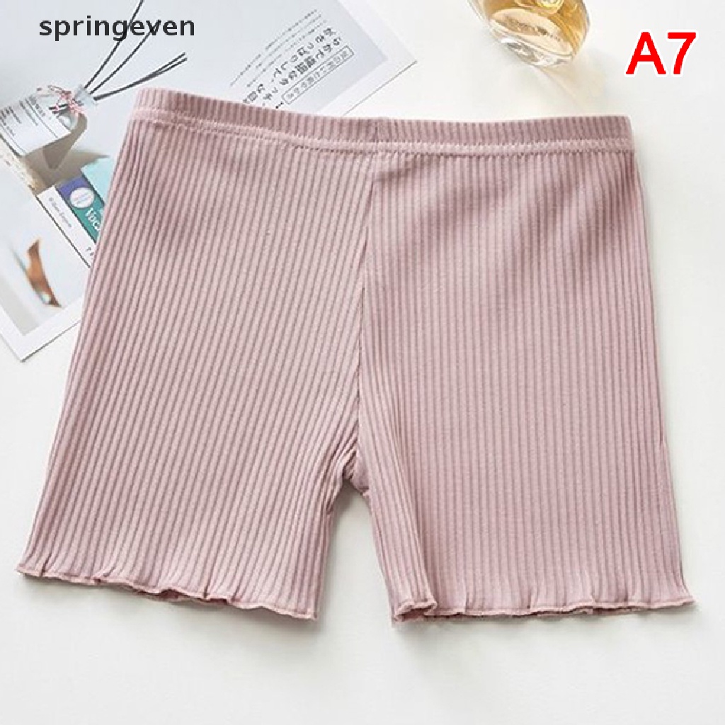 Quần Lót Boxer Co Giãn Không Đường May Màu Trơn Viền Bèo Nhún Thời Trang Xuân Hè Cho Nữ