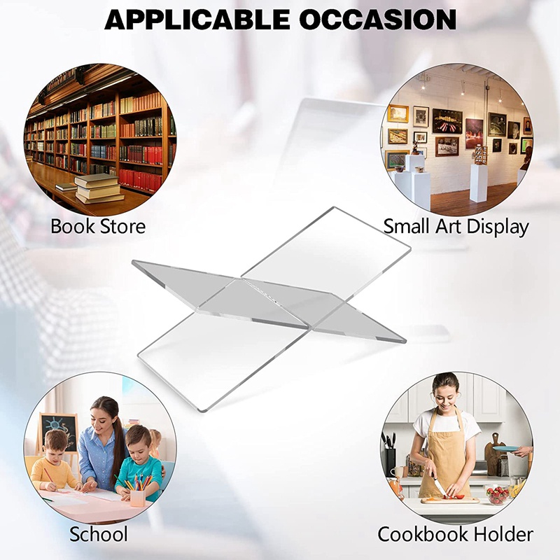 Set 2 Giá Đỡ Sách Bằng Acrylic Trong Suốt Dùng Trưng Bày Và Đọc Sách