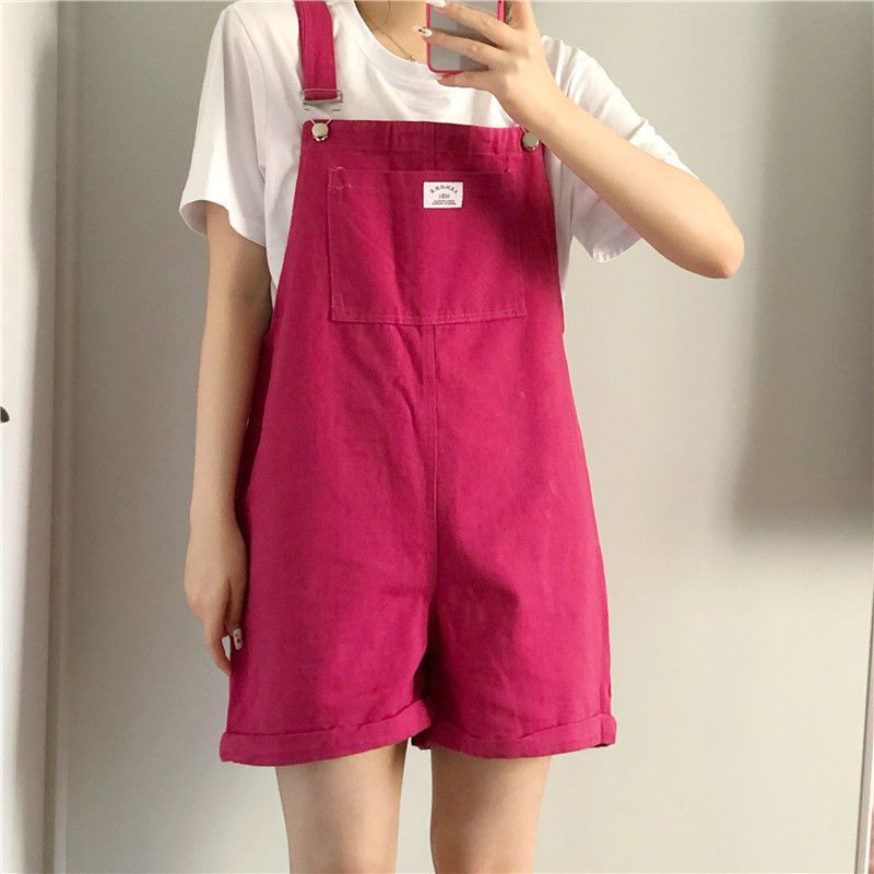 Quần Yếm Jeans Ngắn Ống Rộng Lưng Cao Màu Đen Thời Trang Mùa Hè Cho Nữ | BigBuy360 - bigbuy360.vn