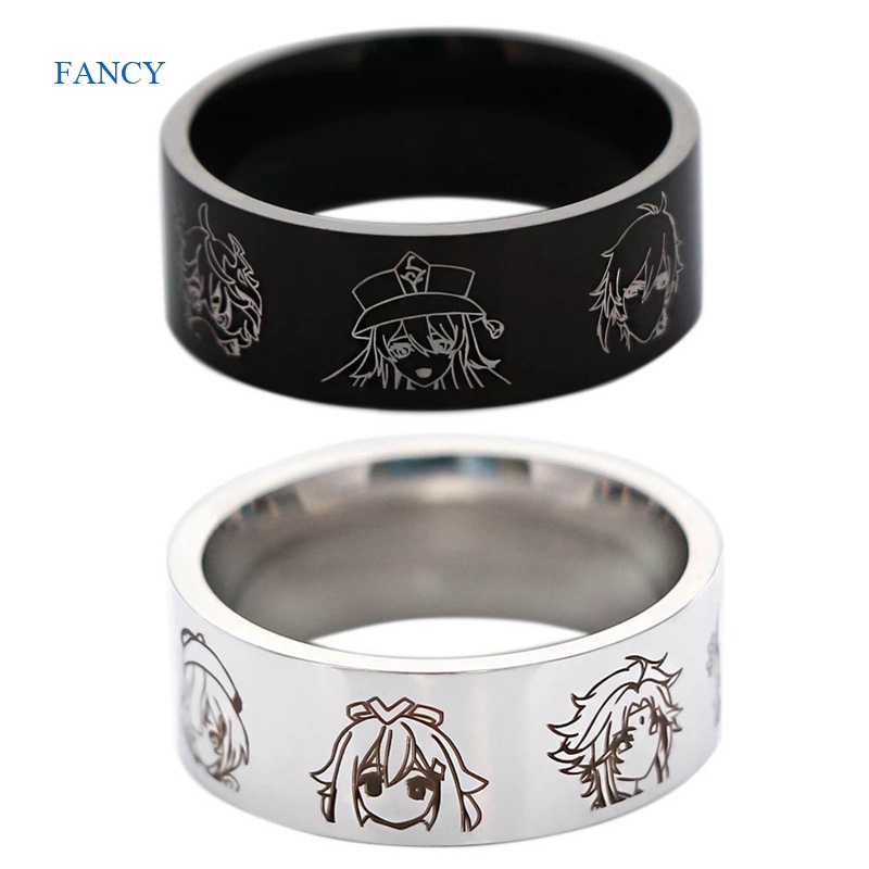 Fancy PEA GenshinImpact Hu Tao Nhẫn Thép Không Gỉ Dễ Thương Làm Quà Tặng Hóa Trang Anime Cho Nam Và Nữ