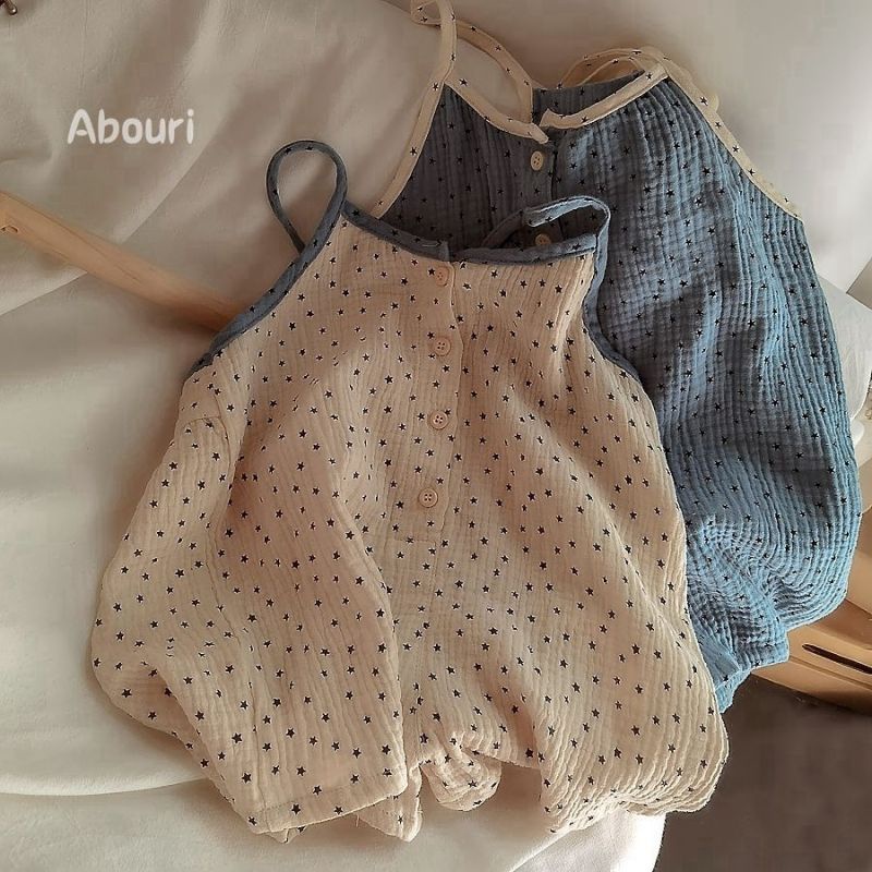Quần Yếm Cotton Dáng Suông In Họa Tiết Xinh Xắn Thời Trang Phong Cách Hàn Quốc Cho Bé Gái