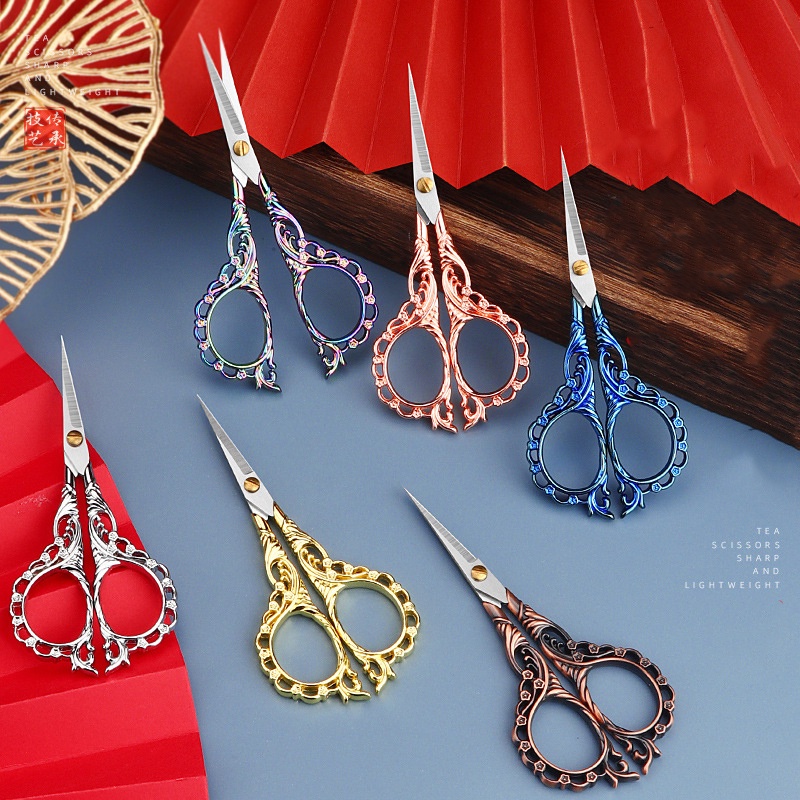Vintage Tailor Scissor Peach Scissor Cross Thêu chỉ thép không gỉ Handmade Trang chủ may Scissor