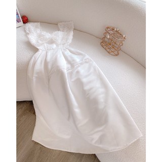 Đầm Dáng Dài Phối Ren Lông - D22079