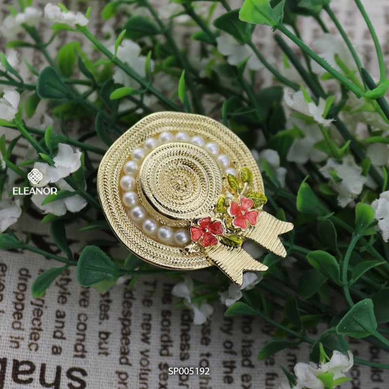 Ghim cài áo nữ Eleanor Accessories hình nón tai bèo ngọc trai nhân tạo phụ kiện trang sức dễ thương 5192