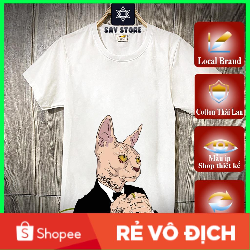 Áo thun Unisex tay ngắn màu trắng vải Cotton Thái Lan in hình anubis có ảnh thật vải siêu dày mịn