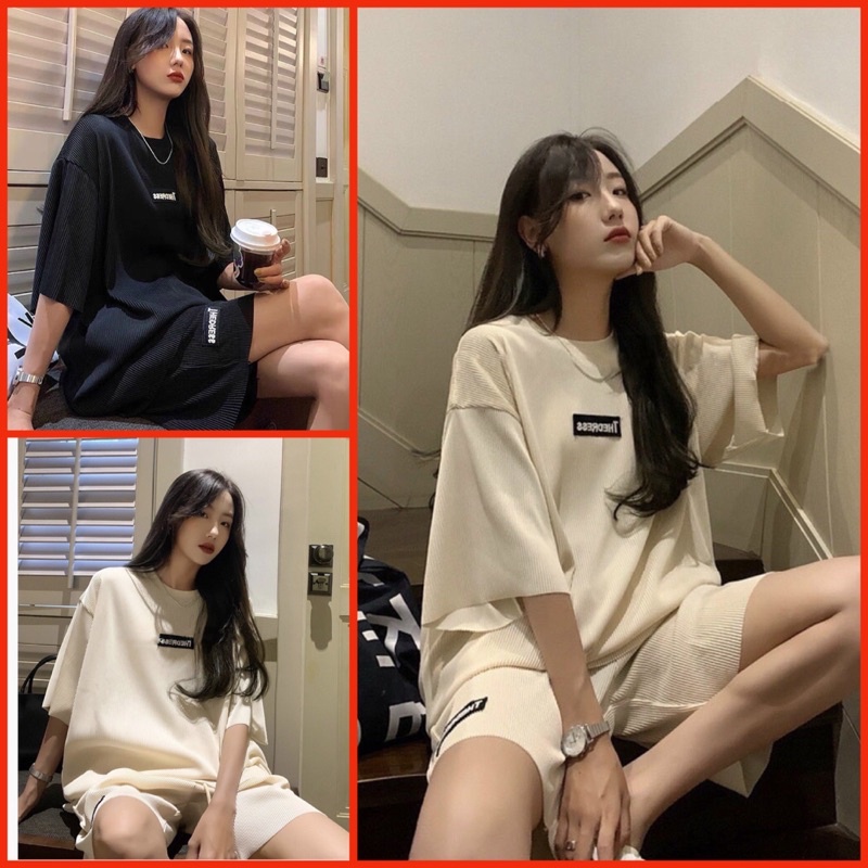 Set phông form rộng tay lỡ mix sooc đùi cá tính hàn quốc ulzzang