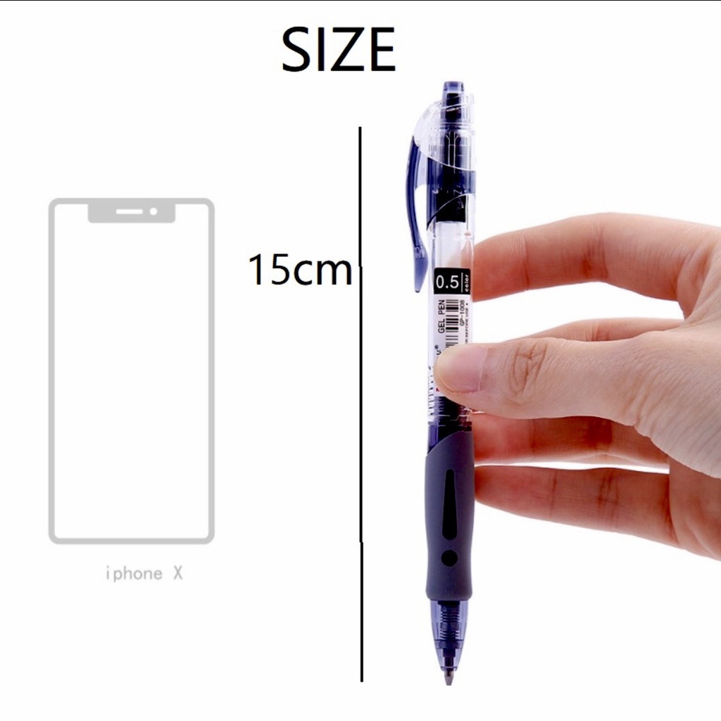 Bút mực gel ngòi 0.5mm có thể thu gọn, Bút bi nước 3 màu