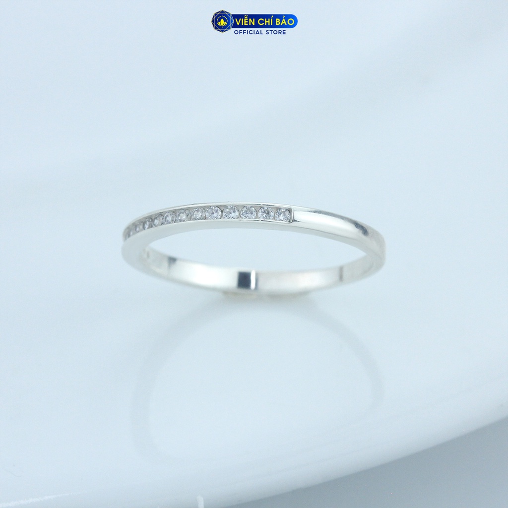 Nhẫn bạc nữ một hàng đá chất liệu bạc 925 thời trang phụ kiện trang sức nữ Viễn Chí Bảo N400347