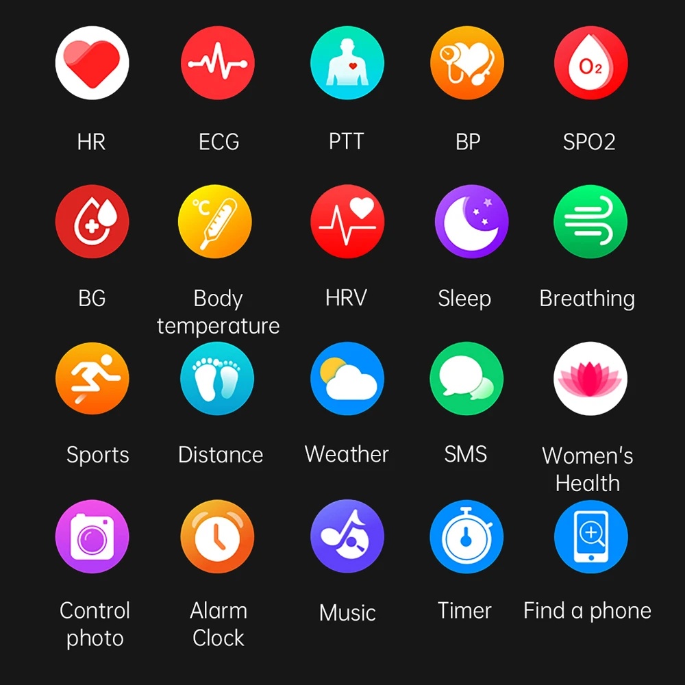 Đồng Hồ Thông Minh E400 ECG PPG HRV Chống Thấm Nước IP68 Theo Dõi Nhiệt Độ Cơ Thể
