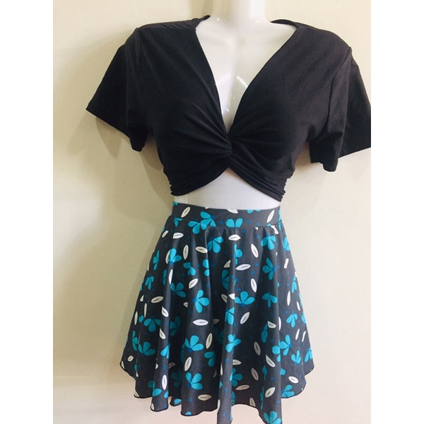 Bikini bigsize áo xoắn ngực mix chân váy xoè liền quần đùi trên 55 kg