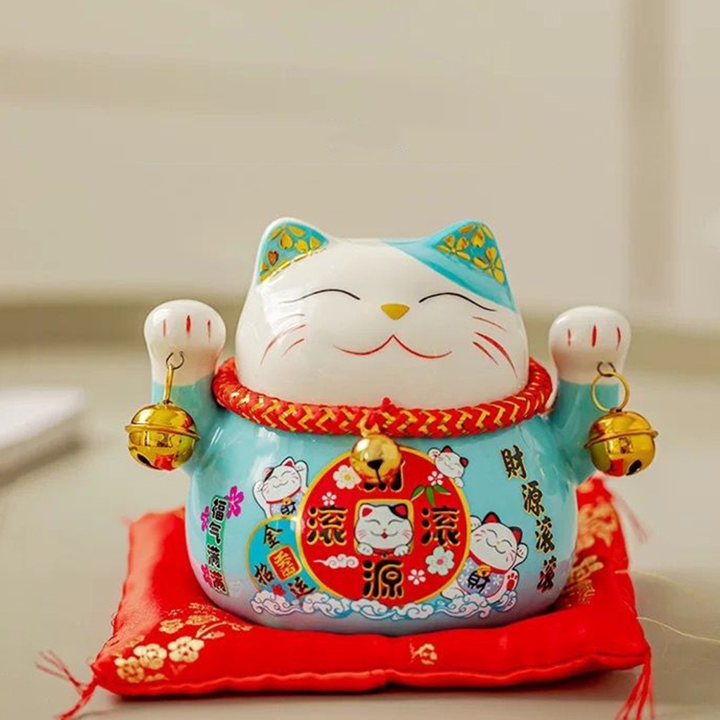 Ống Heo Tiết Kiệm Bằng Gốm Sứ Hình Mèo May Mắn Phong Cách Nhật Bản