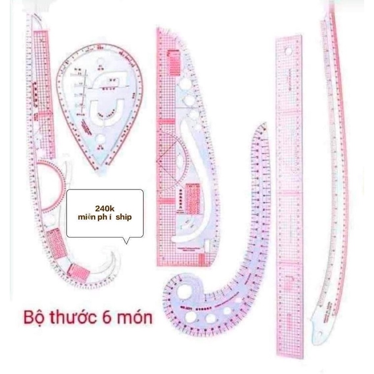 Bộ thước dẻo 6 món chuyên dùng trong ngành may