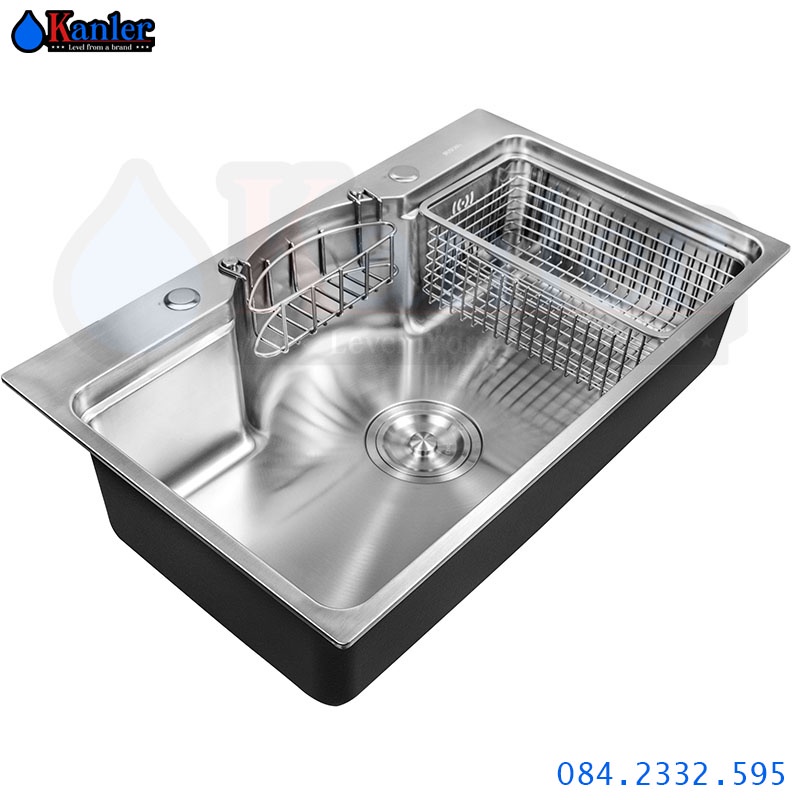 Chậu Rửa Bát 1 Hố Kanler INOX SUS304 Đúc Liền Khối, Bồn Rửa Chén 1 Ngăn Lớn Mua Kèm Vòi Tự Chọn, Bảo Hành 5 Năm