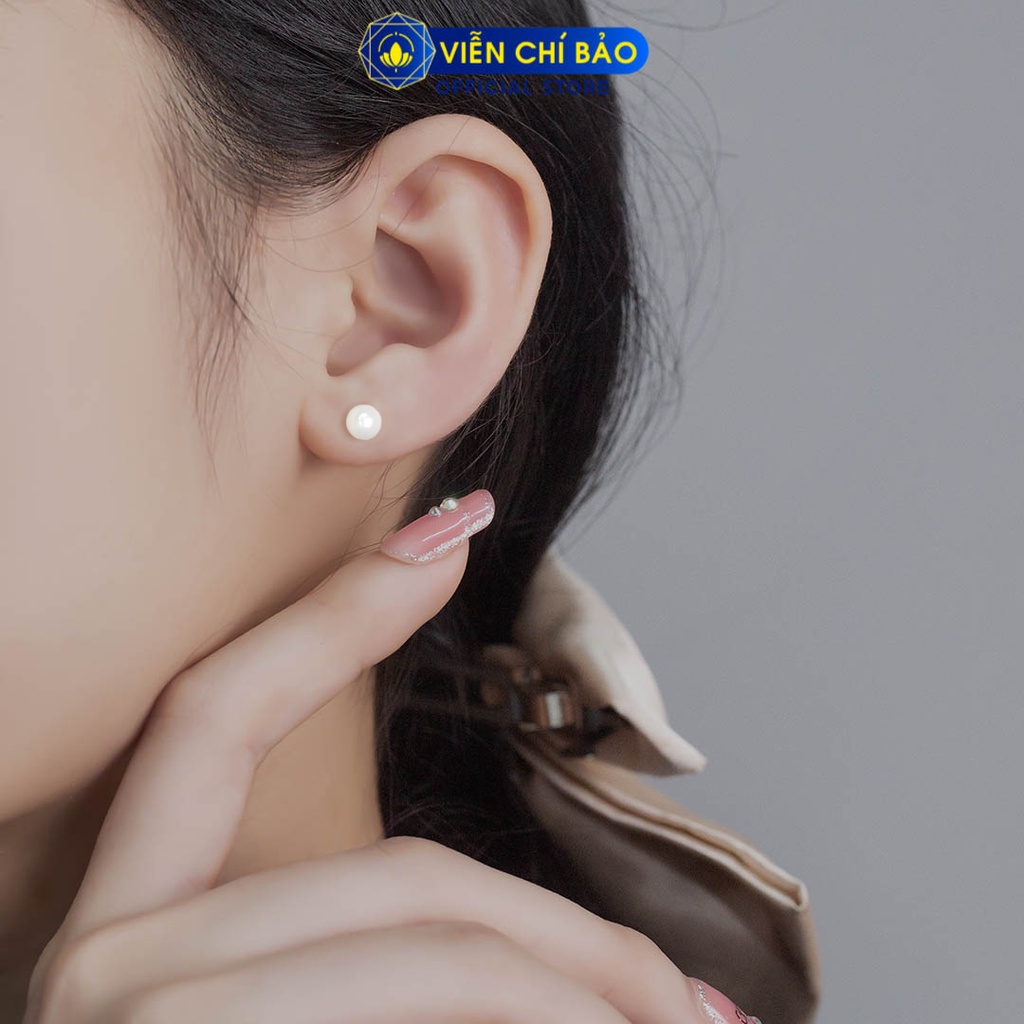 Bông tai nụ hạt châu nhỏ chất liệu bạc 925 thời trang phụ kiện trang sức Viễn Chí Bảo B400135