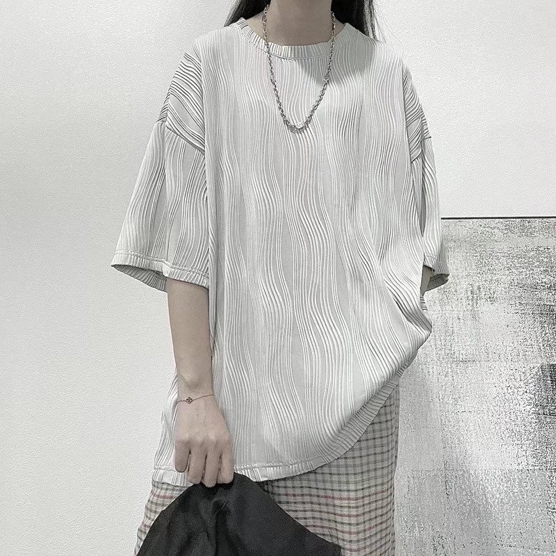 Áo Thun Ngắn Tay Dáng Suông Màu Trơn Họa Tiết Caro Thời Trang Hàn Quốc Cho Nam áo phông nam form rộng áo thun nam đẹp