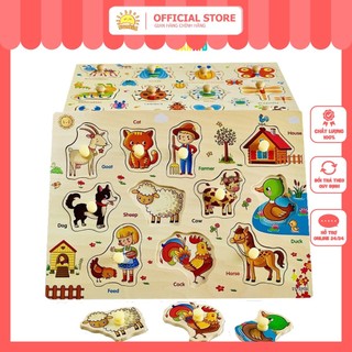 [ Hot ] Đồ chơi gỗ Vivitoys - Bảng ghép hình núm gỗ