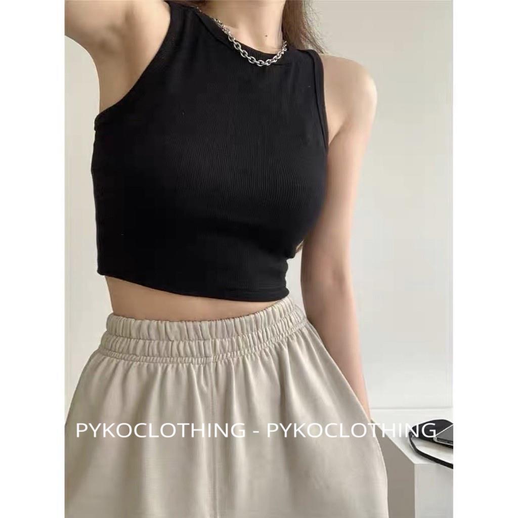 Áo croptop ba lỗ ngược trơn basic gợi cảm áo thun ba lỗ nữ kiểu cổ tròn sexy vải thun gân mềm mịn PYKO | BigBuy360 - bigbuy360.vn