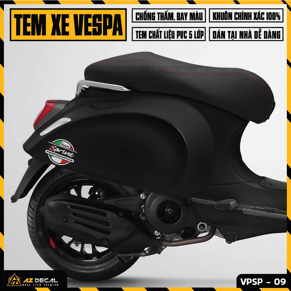 Tem Xe Vespa Italia | VP09 | Xe Vespa LX/Sprint/Primavera/GTS | Tem Rời Xe Vespa Chất Liệu Decal Cao Cấp