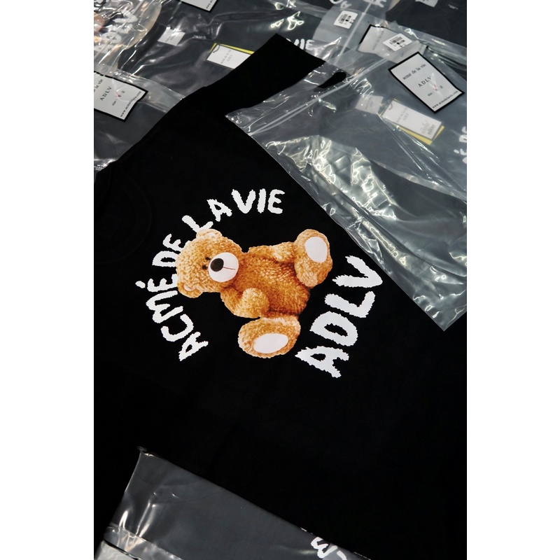 Áo Adlv Teddy Bear nam nữ form rộng vải cotton organic siêu cấp Áo thun adlv nam nữ tay lỡ phong cách đường phố cao cấp