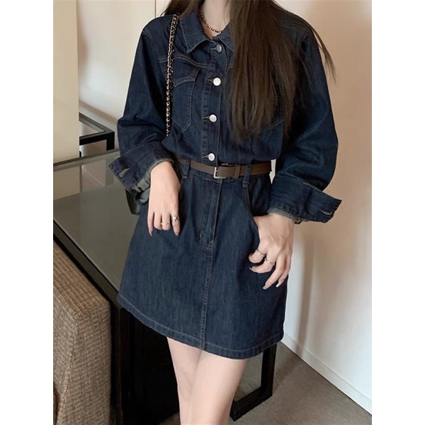 Váy denim thắt eo bigsize ulzzang ORDER kèm thắt lưng