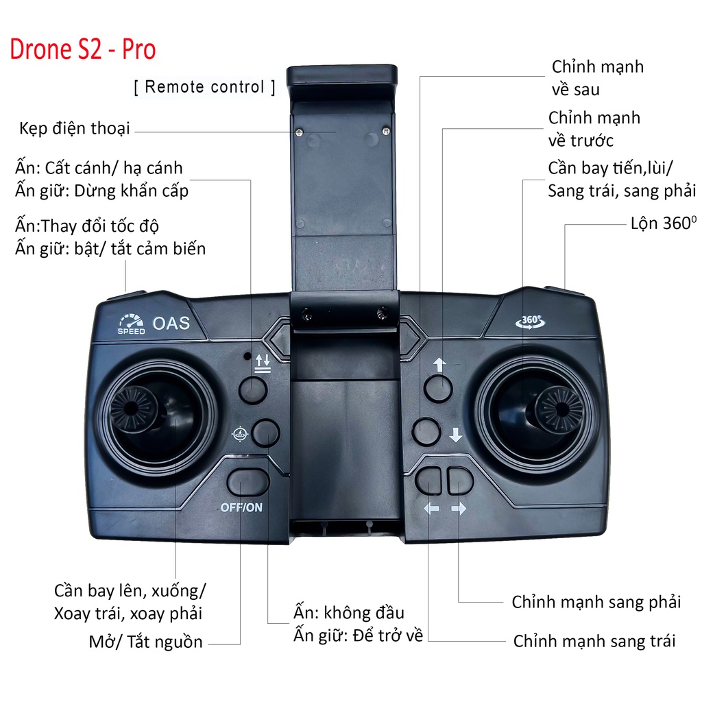[Mã giảm 10% VN722 ] Flycam giá rẻ, Flycam S2-Pro, Cảm biến vật cản đa hướng,Camera truyền hình ảnh qua điện thoại. | BigBuy360 - bigbuy360.vn