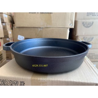  Chảo gang chiên rán hai tai đáy bằng chống dính tự nhiên dùng bếp từ bếp điện bếp gas lò nướng 