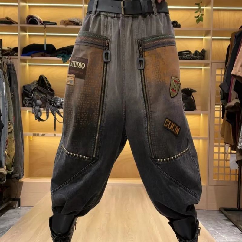 Quần Baggy Jeans Nữ Có Dây Kéo Và Túi Lớn