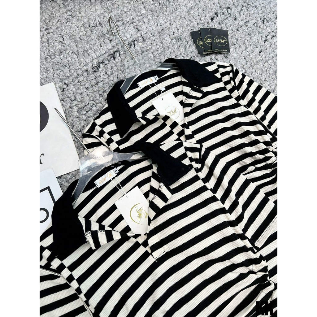 Váy Nữ Kẻ Rút Eo Cổ Sơ Mi Dáng Ngắn Hàng Quảng Châu V3071 - Violet