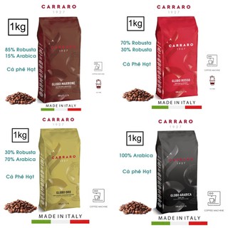Cà phê hạt carraro - nhiều loại - nhiều mùi vị