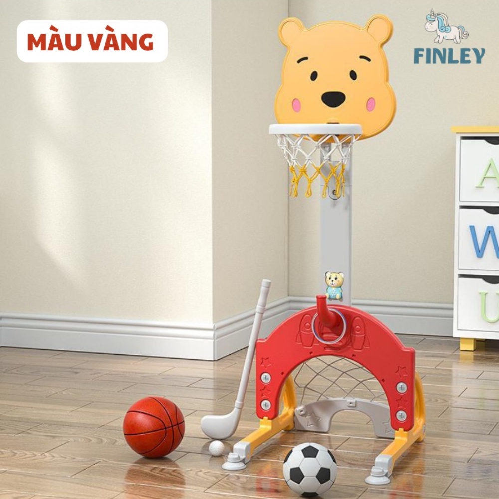 Bộ Đồ Chơi Bóng Đá - Bóng Rổ - Cầu Golf Tích Hợp Các Trò Vận Động Finley Gấu Pooh Cao Cấp Cho Bé Vui Chơi