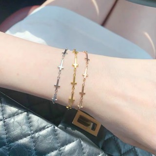 Vòng Tay Thép Titan Không Phai Hình Thánh Giá Nhỏ Đơn Giản Thời Trang