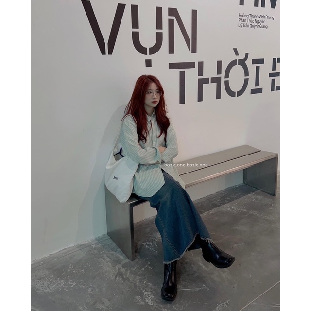 Áo sơ mi kẻ cotton form rộng, áo sơ mi kẻ 4 màu Bazic onee