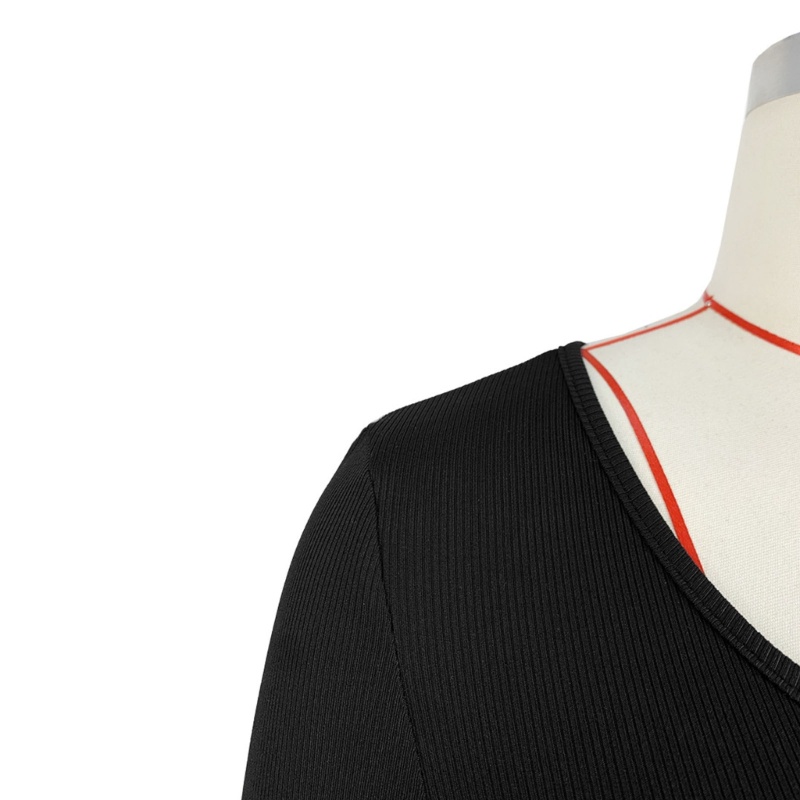 Áo Croptop Tay Dài Cổ Chữ U Khoét Sâu Quyến Rũ Thời Trang Cho Nữ