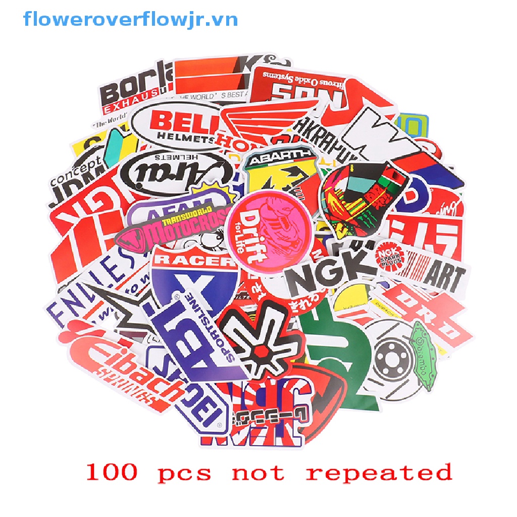 Bộ 100 Miếng Dán Logo Dirt Bike Trang Trí Xe Hơi