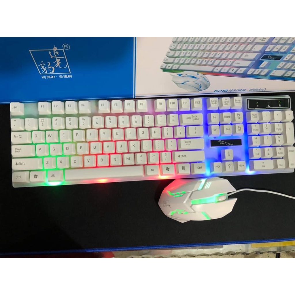 Combo bàn phím G21b giả cơ led chuyên game có màu trắng và đen