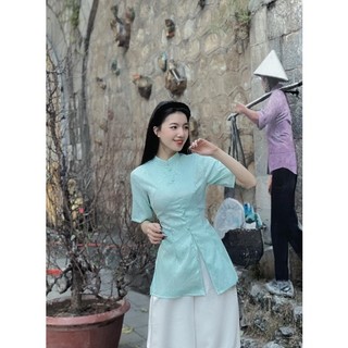 Bộ Cổ Tàu Gấm Quần Váy Lụa