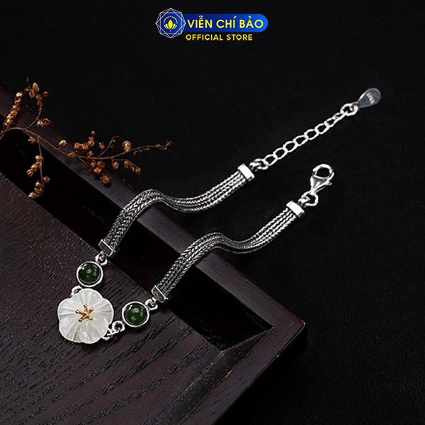 Lắc tay hoa sen chất liệu bạc Thái 925 thời trang phụ kiện trang sức Viễn Chí Bảo L000178