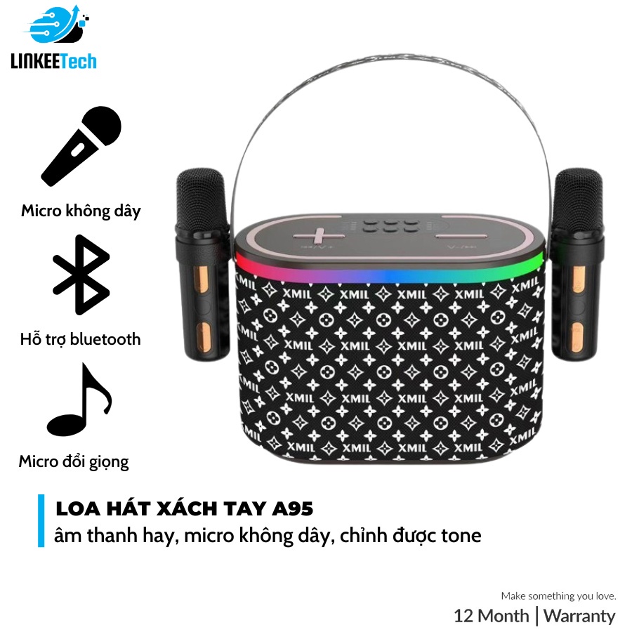 Loa Karaoke Bluetooth A95 Kèm 2 Micro Không Dây Âm Thanh Siêu Hay
