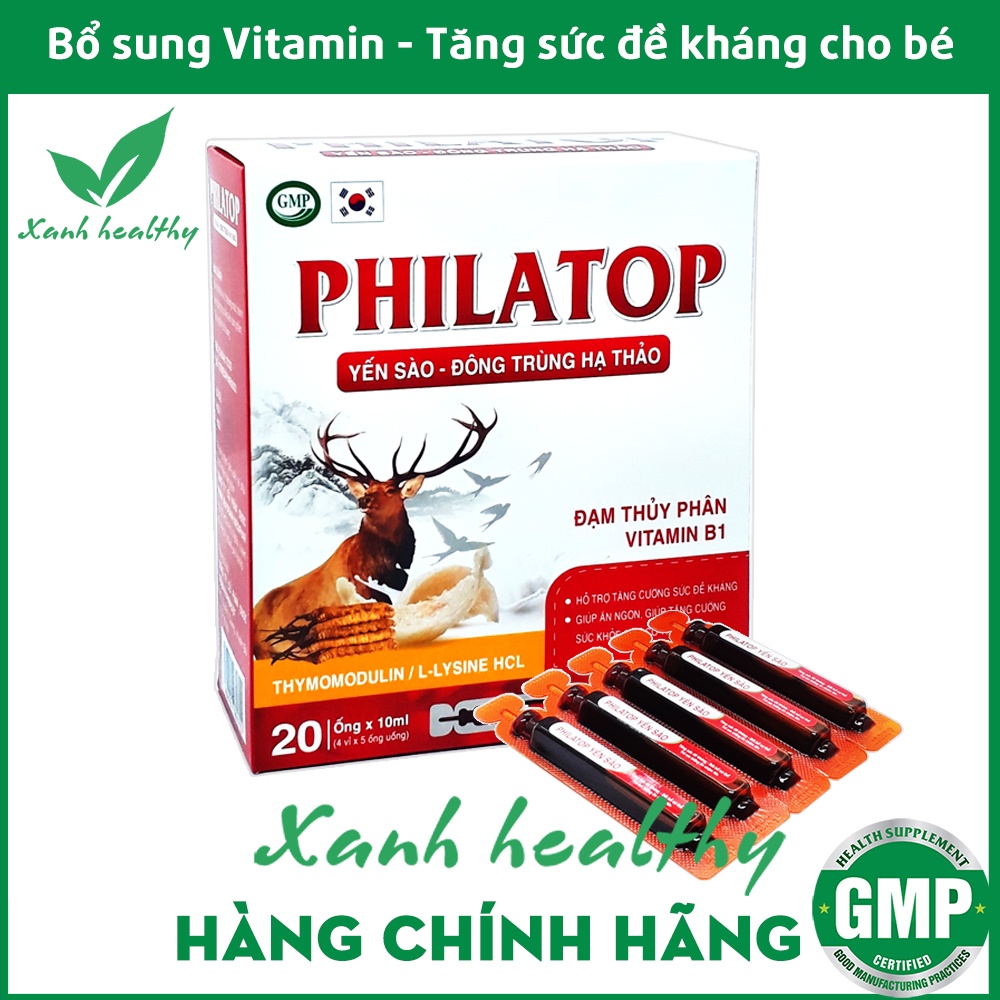 Đạm ống Philatop  Với Thành Phần Yến Sào,  giúp ăn Ngon, đề kháng tốt - hộp 20 ống