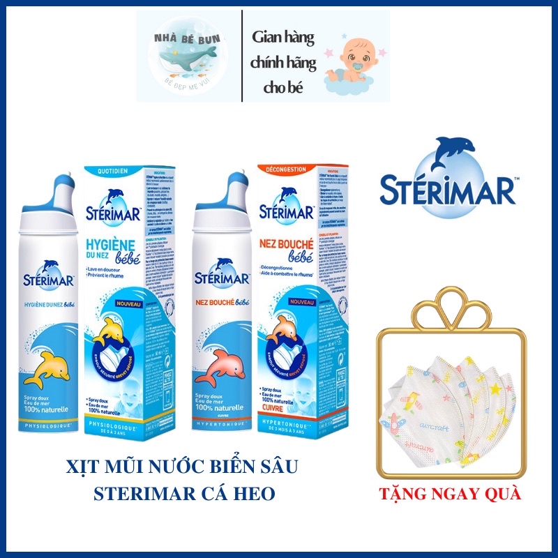 Sterimar Xịt Mũi Nước Biển Sâu - Xịt Mũi Cá Heo Vàng, Cam Sterimar Pháp 100ml (Nội Địa Pháp Date 2025)